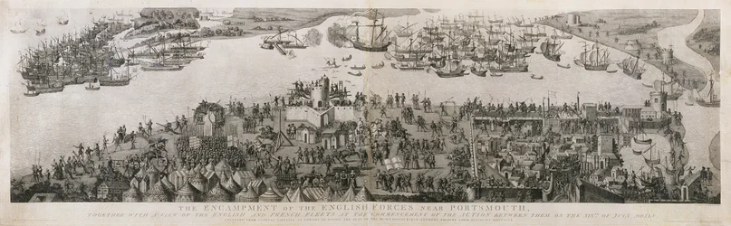 Das Lager der englischen Truppen in der Nähe von Portsmouth während der Schlacht von Solent, 1778
